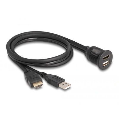 Delock Кабел Delok, HDMI/USB, PVC, IP67, HDCP/HDR, 1 м, черен (delock87880)