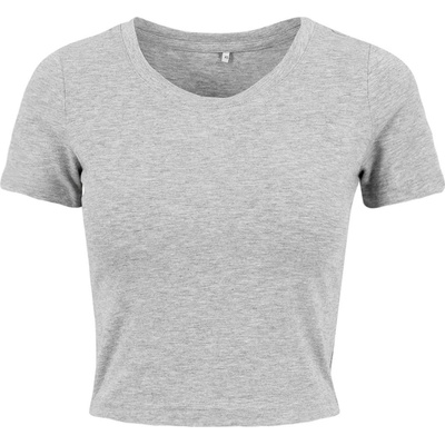Build Your Brand Dámske crop top tričko s krátkym rukávom Šedá