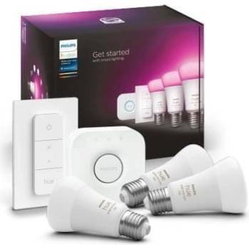 Philips Hue Bluetooth LED White and Color Ambiance set 3ks žárovek plus Hue Bridge můstek plus Hue Switch 8719514291355 E27 A60 9W 1100lm 2000-6500K RGB stmívatelné