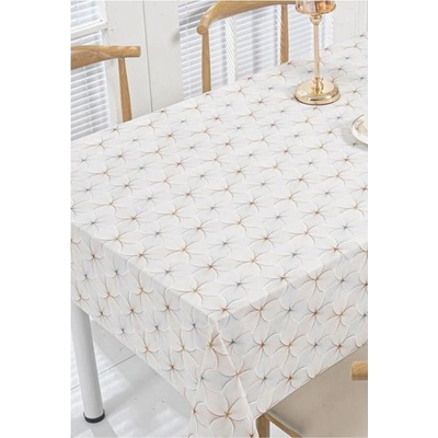 Ubrus PVC MIS521, metráž, 20 m x 140 cm, květy béžové s barevným středem, IMPOL TRADE