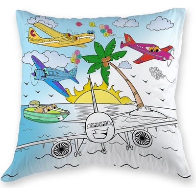 Veba polštář Gola satén Letadla voskovky 40x40