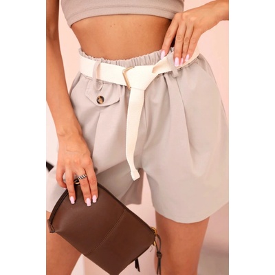 Kesi šortky ART53000 s vysokým pasem a páskem tělová