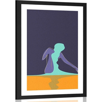 Plakát s paspartou záhadná žena - 30x45 white