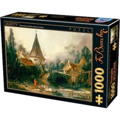 D-Toys Francois Boucher,Krajobraz z wioską 1000 dielov