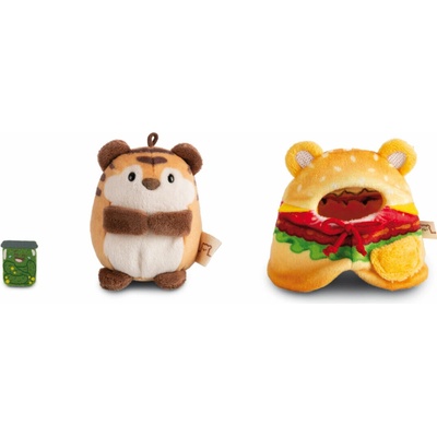 NICI MyMochi Tiger Tiggy v kostýme hamburger a uhorka set darčekové balenie 8 cm