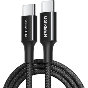 UGREEN Кабел с въжена оплпетка и бързо зареждане за устройства с USB-C порт - Ugreen USB-C to USB-C Cable L502 100W (100 см) (black) (L502)