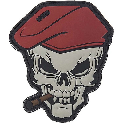 Gumová nášivka 101 Inc Skull Sigar - sivá-červená