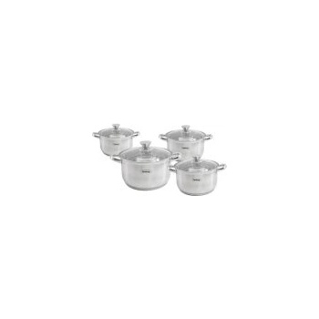 Rosberg Комплект тенджери Rosberg R51210L8, 8 ч, Двойно дъно, 1.8-5.8 литра, Индукция, Инокс (55R51210L8)