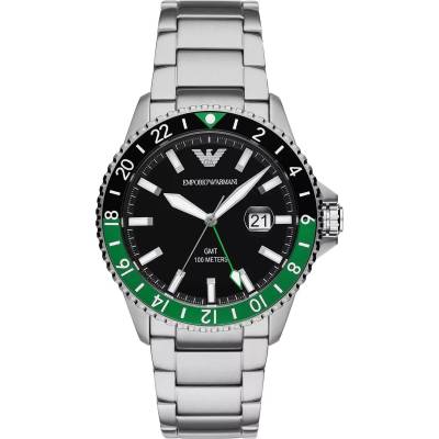 Giorgio Armani Мъжки часовник Emporio Armani GMT, Неръждаема стомана, Зелен (EA11589)