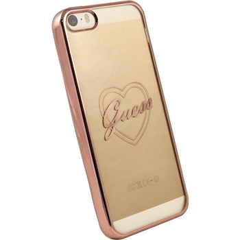 Púzdro Guess Signature TPU Heart Rose iPhone 5/5S/SE zlaté