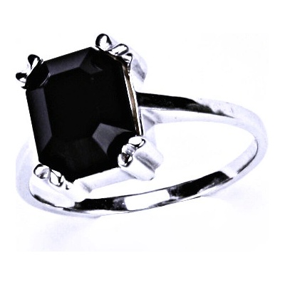 Čištín Stříbrný prsten skrystalem jet T 1201