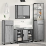 vidaXL Шкаф за баня Сив Сонома 40 x 30 x 100 см Инженерна дървесина (886501)