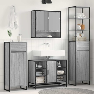 vidaXL Шкаф за баня Сив Сонома 40 x 30 x 100 см Инженерна дървесина (886501)