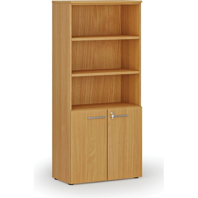 Primo Kombinovaná kancelárska skriňa WOOD, dvere na 2 poschodia, 1781 x 800 x 420 mm, buk