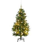 vidaXL Изкуствена коледна елха с шарнири, 150 LED и топки, 150 см (3210094)