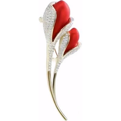 Amparo Miranda Brošňa Flower B4177 červená