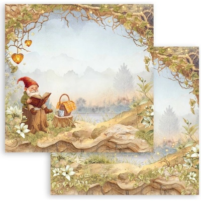 Stamperia papír na scrapbook oboustranný Whispering Woods Lesní trpaslík