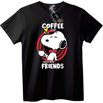 NOONEBRAND Тениска Snoopy Кафе приятели - S, Black