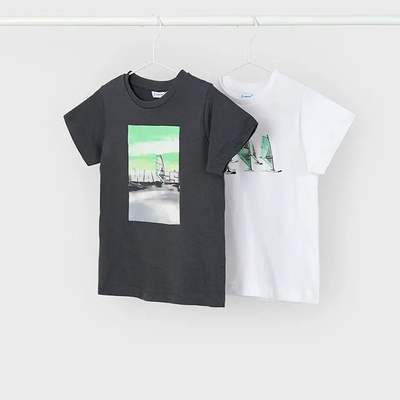 MAYORAL Сет 2 тениски къс ръкав "windsurf" в бяло и сиво за мини момче Майорал