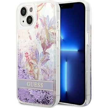GUESS Кейс Guess GUHCP14MLFLSU за iPhone 14 Plus 6.7", лилав / лилав, твърд, Flower Liquid Glitter (3666339088392)
