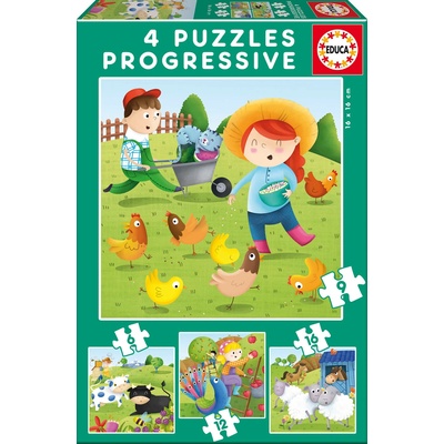 Educa Пъзел Educa 4 в 1 - Домашни животни (EDU17145)