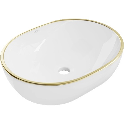 Mexen Viki плот вградена мивка 48 x 35 см, бяло/златен кант - 21054805 (21054805)