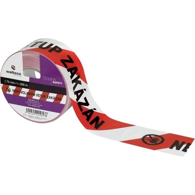 Walteco výstražná páska 250 m × 75 mm polyetylén čereno-biela 20158