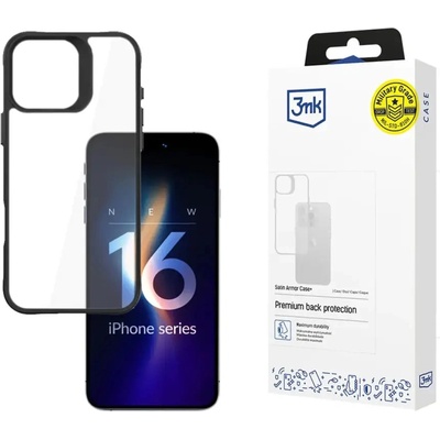 3mk Protection 3mk Satin Armor Case+ за iPhone 16 Pro Max - прозрачен с черна рамка (5903108586566)