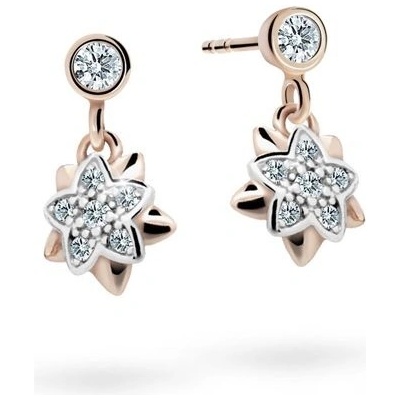 Danfil dětské náušnice kytičky C2210 z růžového zlata s kamínky White zapínání balónek