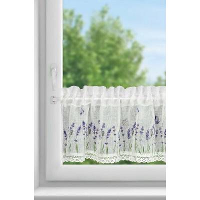 Sconto Záclona ELLA potlač levandule, biela, 150x30 cm