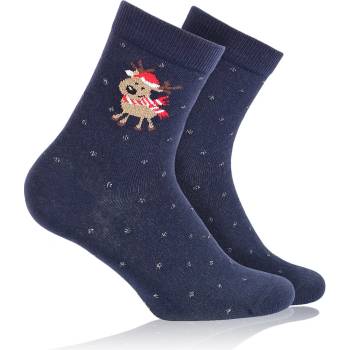 WOLA dětské ponožky se zimním vzorem SOBÍK modré