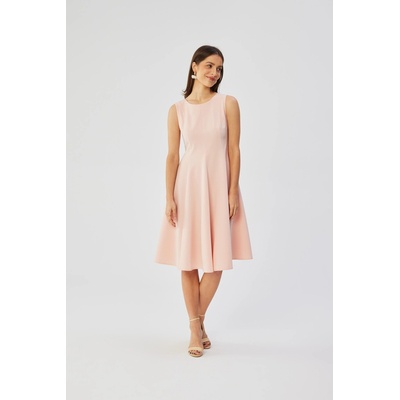 Elegantné dámske midi šaty rozšírené ružové