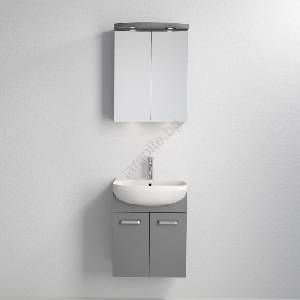 Bath Deluxe Шкаф за баня с мивка Vang + LED огледален шкаф 230V IP44 сив (BT0120)