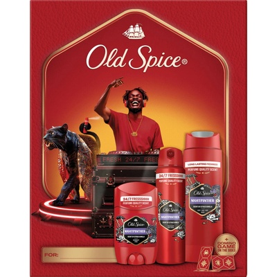 Old Spice Nightpanther Old Spice Nightpanther sprchový gél pre mužov 250 ml + Old Spice Nightpanther deospray 150 ml + Old Spice Nightpanther tuhý dezodorant pre mužov 50 ml