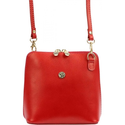 Gregorio kožená malá dámská crossbody kabelka červená