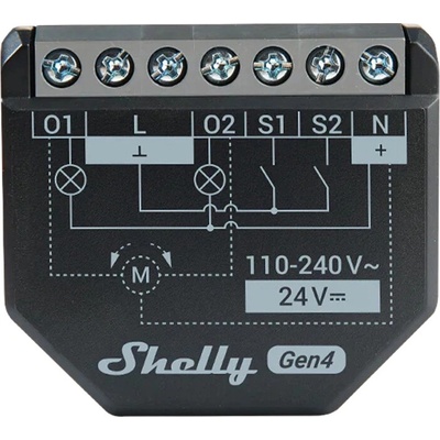 Shelly 2PM Gen4 spínací modul s měřením spotřeby 2x 10A (WiFi, Bluetooth, Zigbee, Matter) SHELLY-2PM-GEN4 – Zboží Živě