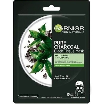 Garnier Pure Charcoal černá textilní maska s extraktem z černého čaje 28 g