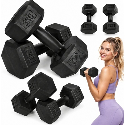Movepro Sada šestihranných fitness činek 2 x 3 kg