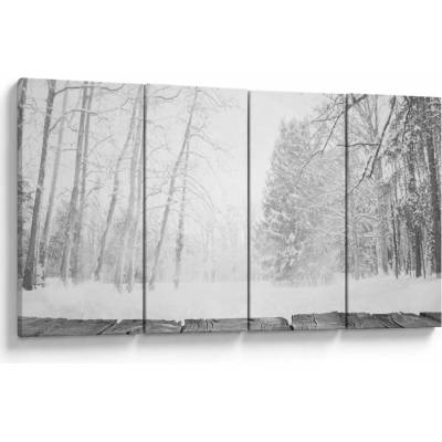 Obraz - Drevené mólo v zime, štvordielne 160x80 cm