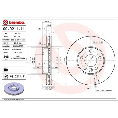 09.D211.11 BREMBO Brzdový kotouč