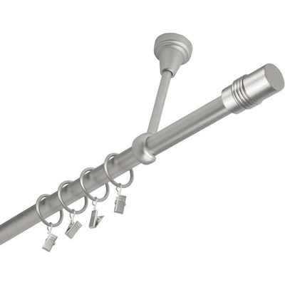 OK-GarnýžeCZ Garnýž kovová jednořadá 19mm Cylinder satina 230 cm do stropu / kroužky s žabkou