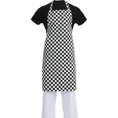 WhitesChefsClothing A275 náprsní zástěra černobílá kostkovaná