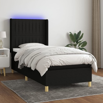 Petrashop 3138991 boxspring postel s matrací a LED černá textil