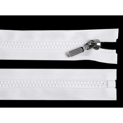 Zip kostěný dělitelný No 5 délka 30 cm - bundový s ozdobným jezdcem barva 101 bílá