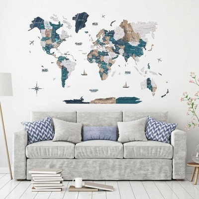 Enjoy the Wood 3D nástěnná dřevěná mapa World Map Mystery Prime L