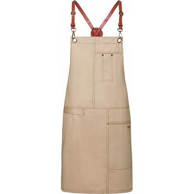 Karlowsky Zástěra keprového vzhledu s překříženými popruhy a kapsami 68x80cm Béžová KY116