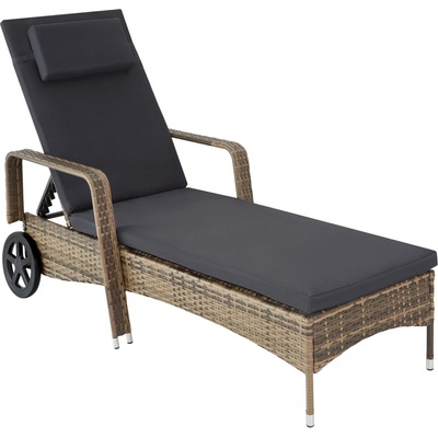 tectake 404589 ratanové s kolečky přírodní/tmavě šedá