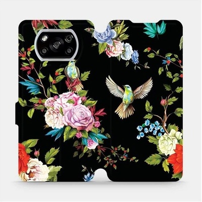Pouzdro Mobiwear parádní flip Xiaomi POCO X3 NFC - VD09S Ptáčci a květy