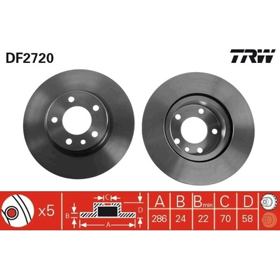 Brzdový kotúč TRW DF2720