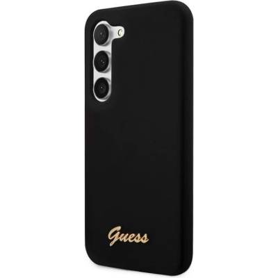 GUESS Liquid Silicone Metal Logo Case - силиконов (TPU) калъф за Samsung Galaxy S23 (черен)